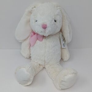 THE Children's Place Plush Bunny Rabbit White Pink Gingham Bow Tag